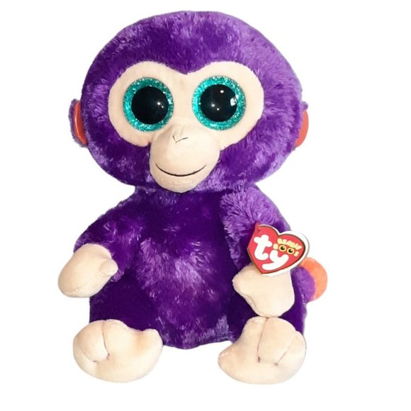 2015 Ty Beanie Boos Grapes The Purple Monkey Plush Stuffed BeanBag 9” New - Picture 1 of 7
